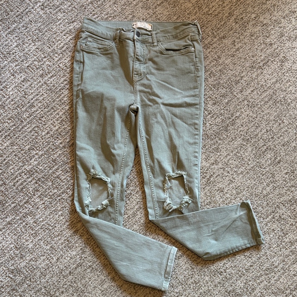 Free People Olive Green Denim Pants